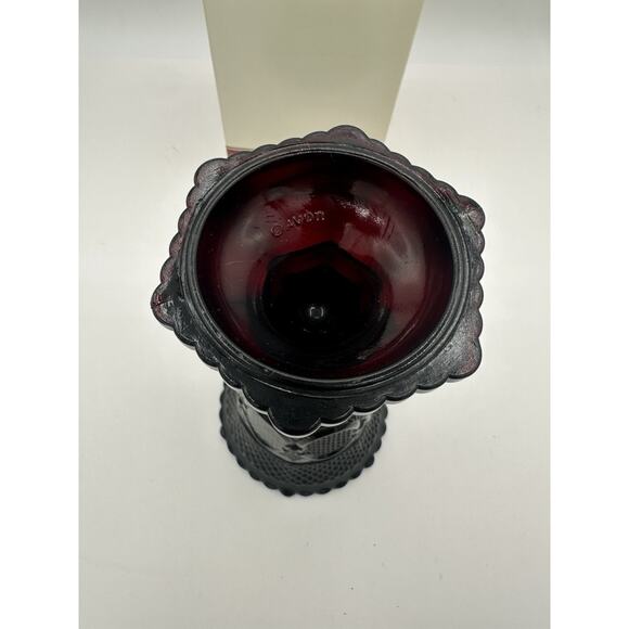Vintage Avon 1876 Cape Cod Collection Ruby Red Glass Footed Vase 8" new in box! - Picture 7 of 7